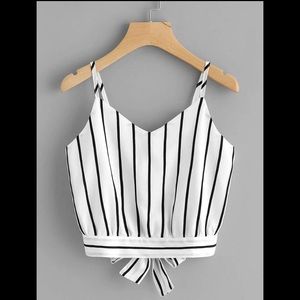 Shein striped self tie cropped cami top